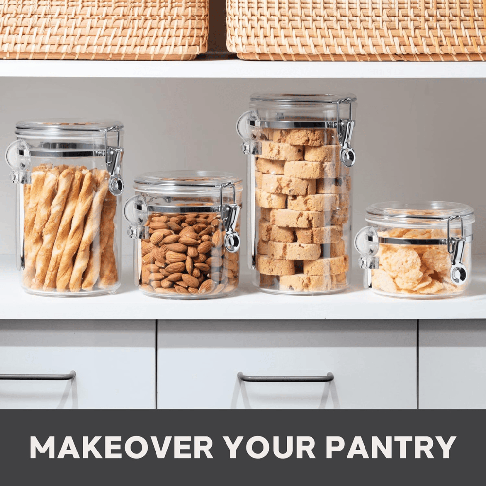 Set of 4 Airtight Acrylic Food Storage Canisters with Scoops