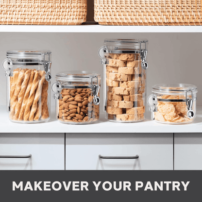 Set of 4 Airtight Acrylic Food Storage Canisters with Scoops