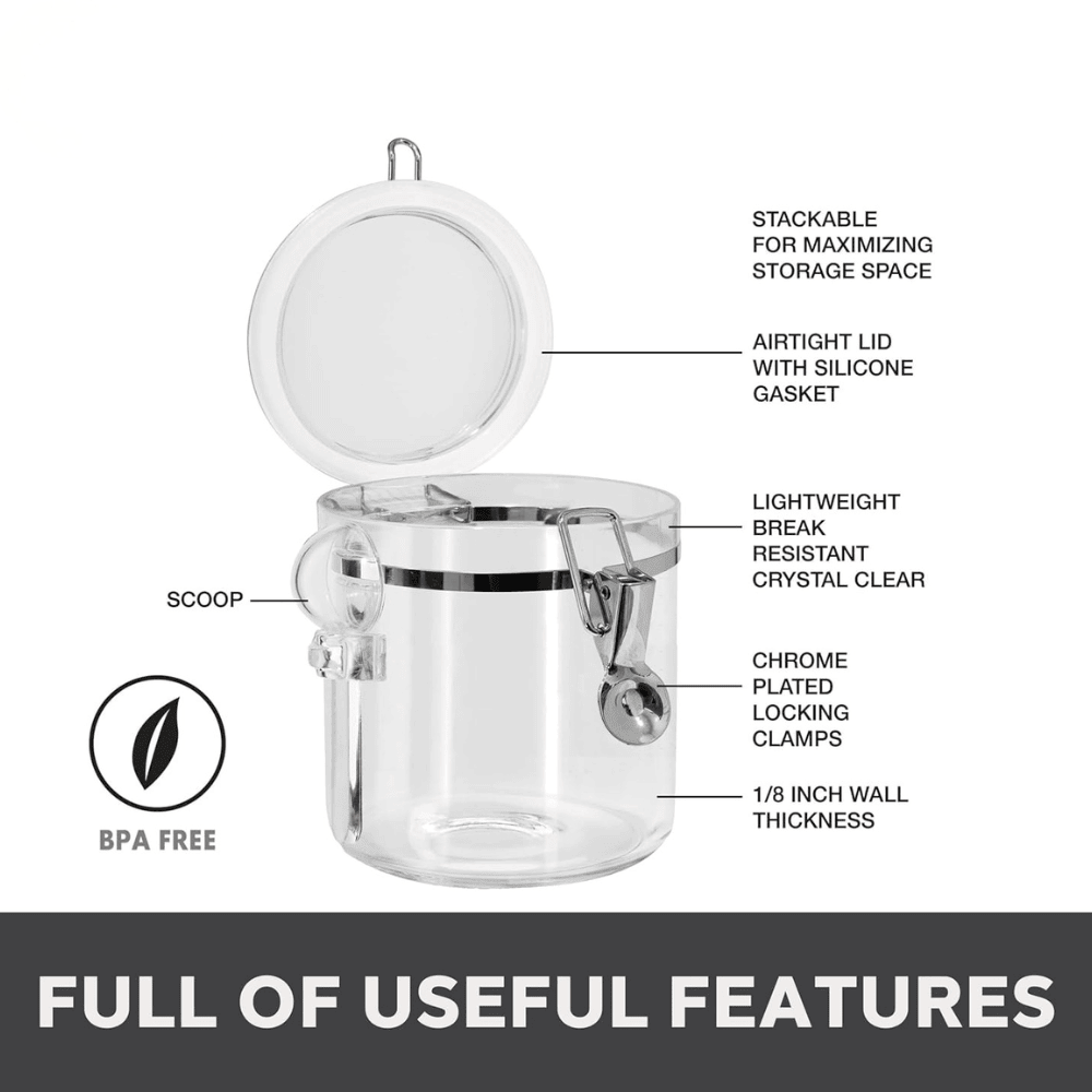 Set of 4 Airtight Acrylic Food Storage Canisters with Scoops