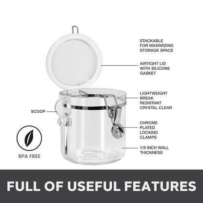 Set of 4 Airtight Acrylic Food Storage Canisters with Scoops