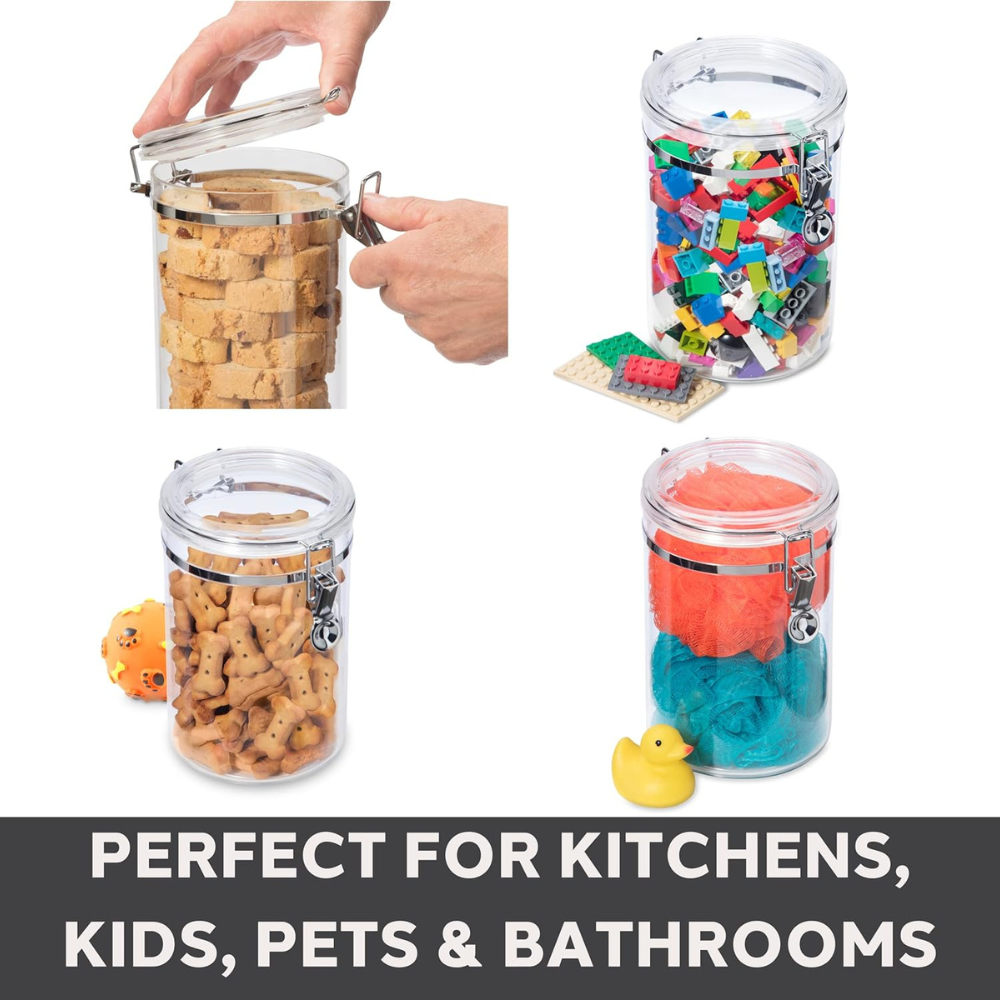 Set of 4 Airtight Acrylic Food Storage Canisters with Scoops