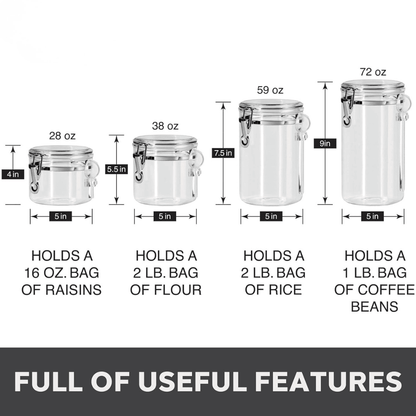 Set of 4 Airtight Acrylic Food Storage Canisters with Scoops