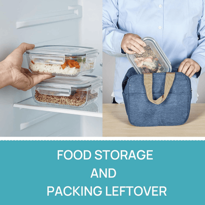 Set of 5 Glass Meal Prep Containers with Grey Airtight Lids