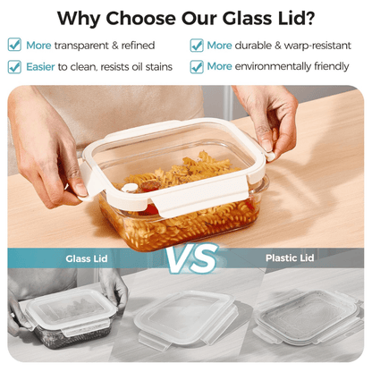 Set of 5 Large Glass Meal Prep Containers with Glass Lids & Steam Vents