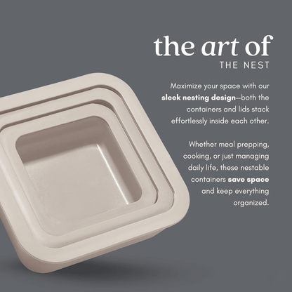 Ceramic Coated Glass Meal Prep Containers with Glass Lids - Crema